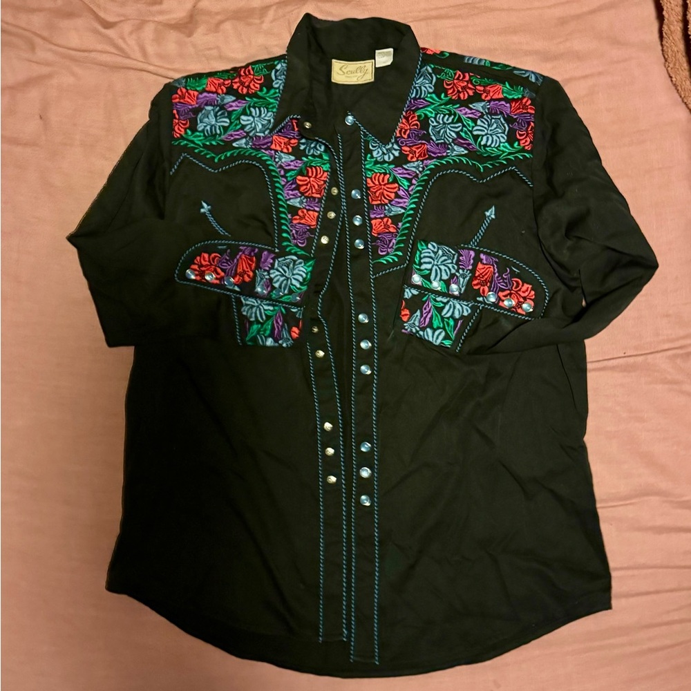 Vintage Embroidered Western Snap